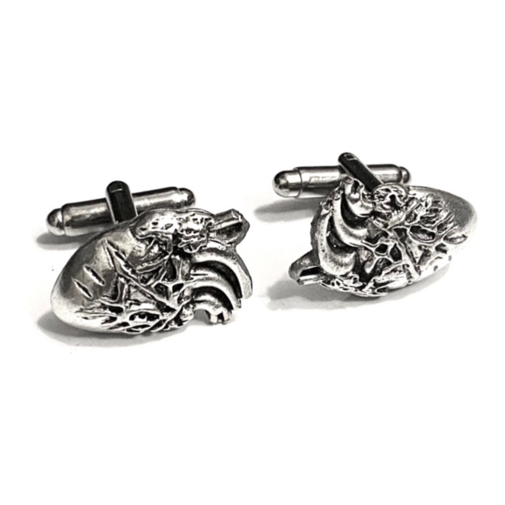 Silver Human Heart Cufflinks Mens Anatomical Anatomy Surgeon Cuff Links Guy Gift